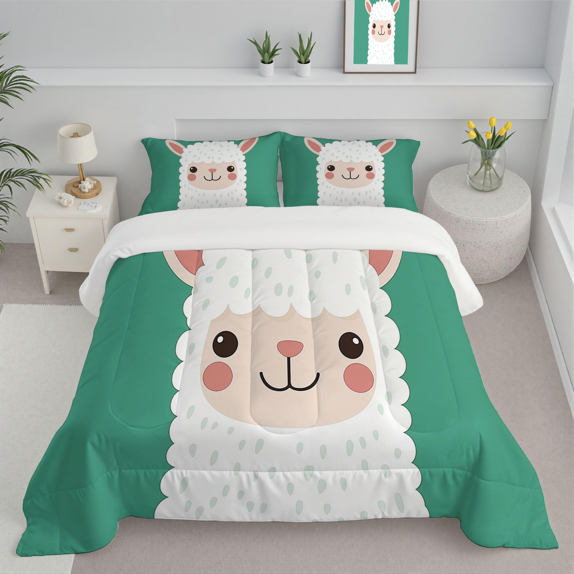 Couette 4 saisons alpaga 240x220cm turquoise edredon lit 2 personnes sans housse