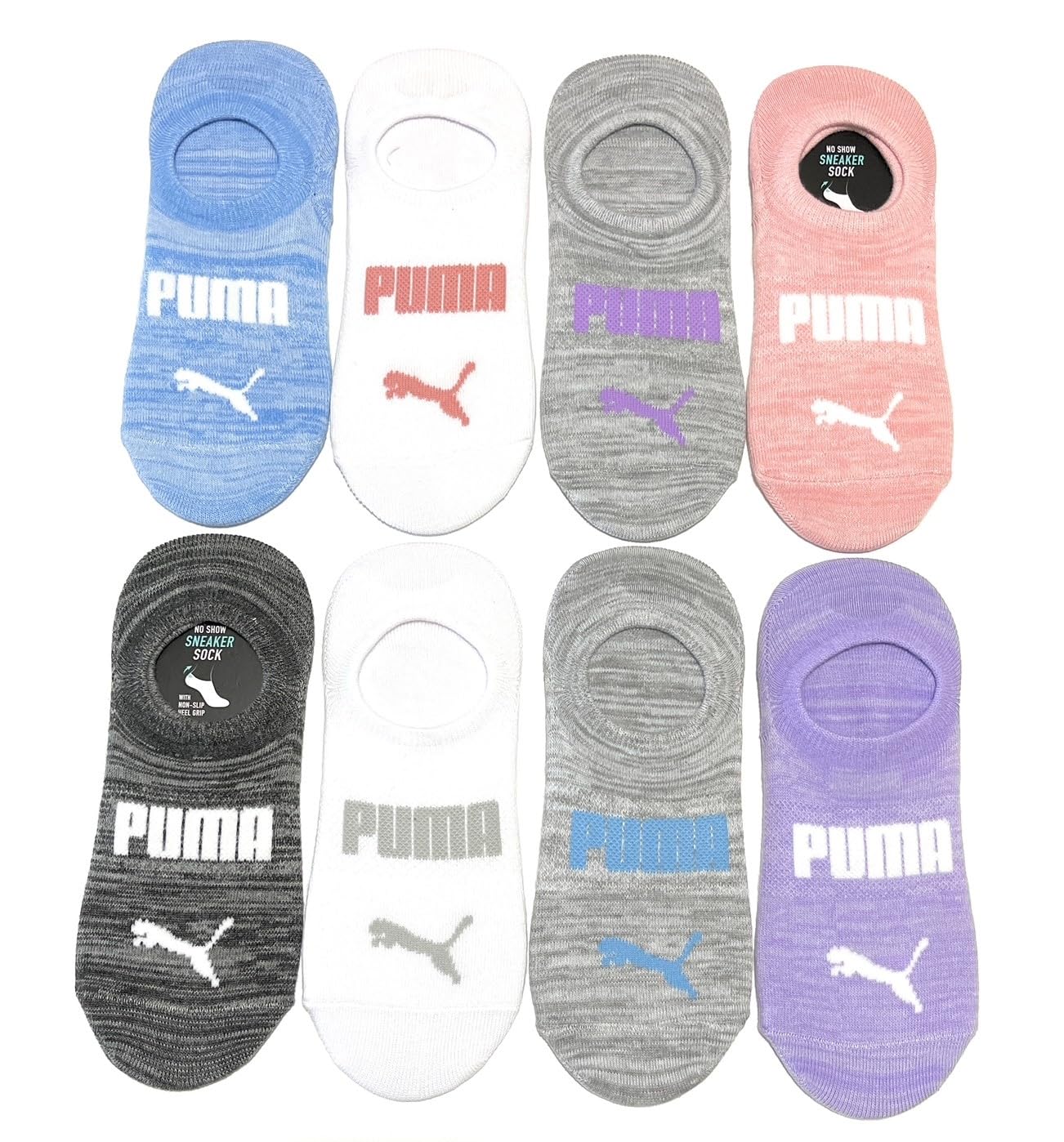Puma Ladies Sneaker Liner Socks, 8-pair (Multi Color), 9.5