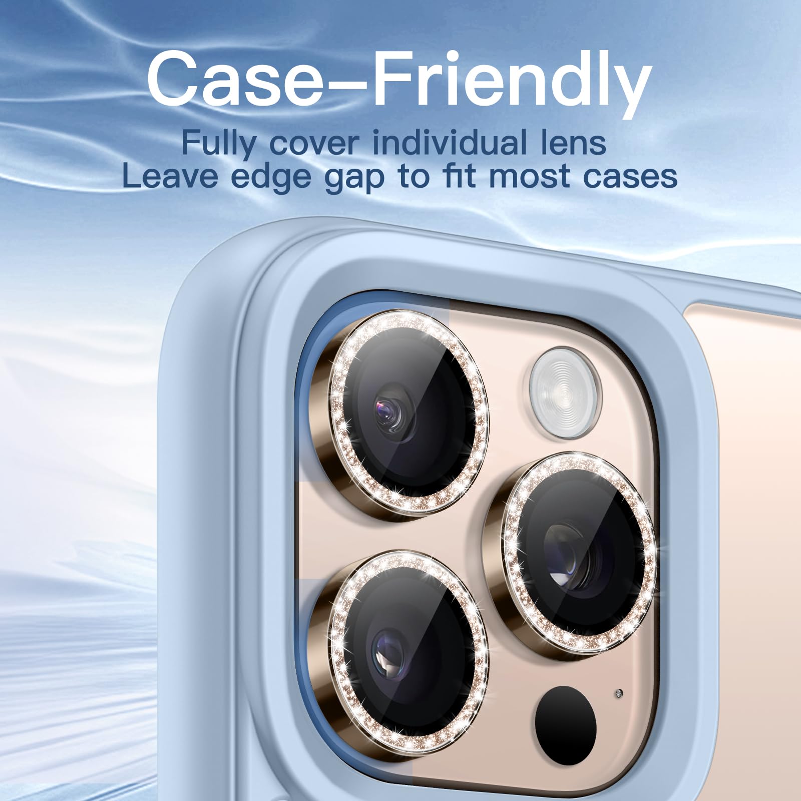 JETech Ochraniacz Obiektywu Aparatu dla iPhone 16 Pro/16 Pro Max | Tytan Pustynny, Błyszczące Osłony Pierścieniowe, Szkło Hartowane 9H, Metalowa Osłona Pierścieniowa, Przejrzystość HD