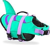 Vista 103 de Chaleco salvavidas de tiburón para perro, chaleco salvavidas ajustable para nadar con asa de rescate