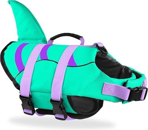 Miniatura 103 de Chaleco salvavidas de tiburón para perro, chaleco salvavidas ajustable para nadar con asa de rescate