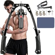 3 in 1 Twister Arm Trainer, Adjustable 22-440 lbs Hydraulic Power Chest Workout Equipment with Ab Roller Wheel, Home Gym for Full Body Strength Training, Arm Exerciser Chest Trainer for Men Women
