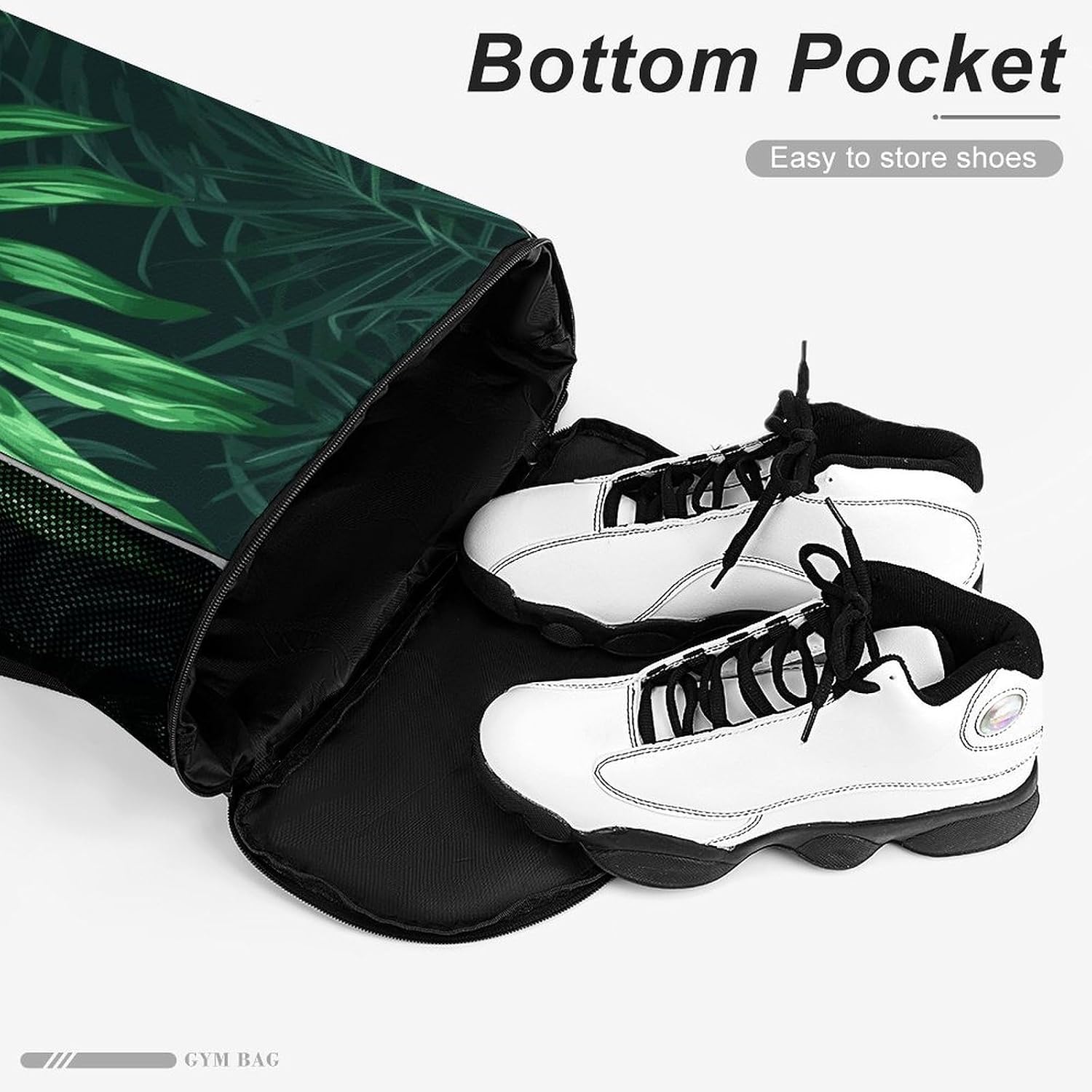 Green Tropical Jungle Plant Drawstring Backpack with Wet Pocket - Large Capacity Gym Bag with Shoe Compartment & Mesh Pockets, Adjustable Lightweight Gym Backpack for Swimming, Travel, Workout