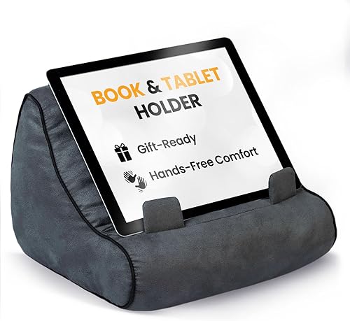 Miniatura 4 de Gifts for Readers & Writers Soporte de almohada para tablet para cama gris  Soporte acolchado de alta calidad para lectura con manos libres,