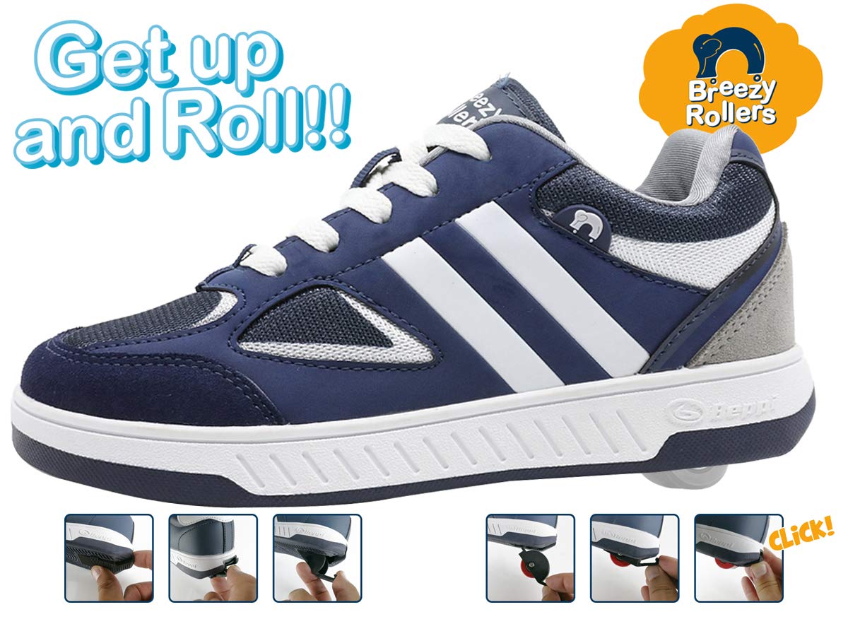 Beppi Roller Sneakers for Girls & Boys –Skate Shoes with Wheels Navy Blue, Size 4.5