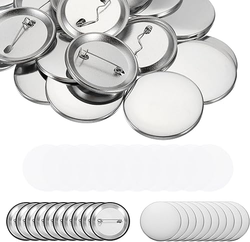 Miniatura 7 de PATIKIL 75mm  2.95inch Metal Button Parts Supplies for Button Maker Machine Round Pin Maker, Every Set Includes Metal Top, Metal Clip Bottom &