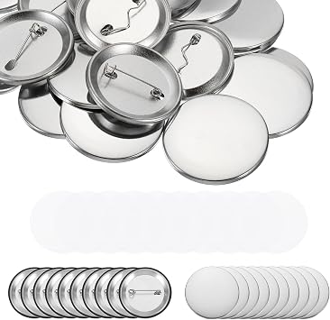 PATIKIL 1.5 Inch 37mm Button Making Supplies, 200 Pcs Round Badge Blank Button, Button Parts for Button Maker
