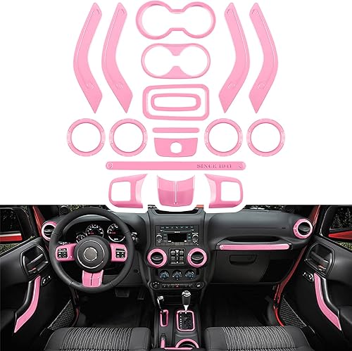 Miniatura 1 de Juego completo de 18 piezas de adornos para interior de auto, kit de adornos para interior de auto (volante, consola central, manijas, rejillas de