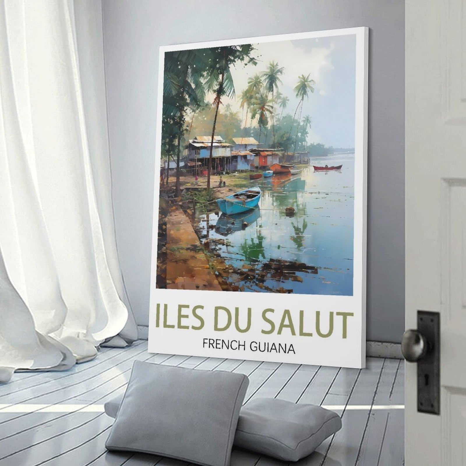 CNAHEIZ Iles Du Salut Französisch-Guayana Vintage-Reiseposter, 40 x 60 cm, Leinwand-Kunstdruck, Gemälde für Wanddekoration, Wohnzimmer, Schlafzimmer