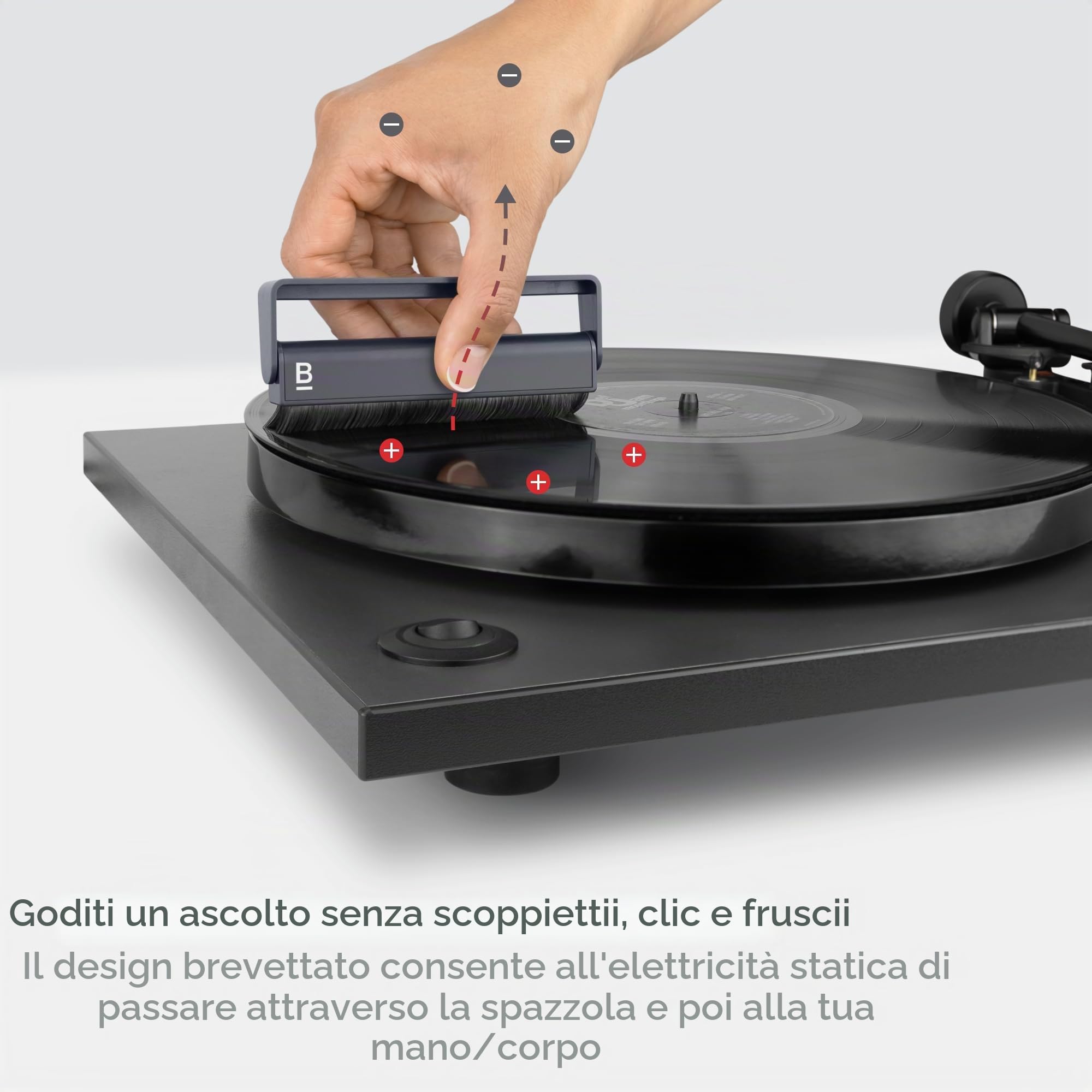 Boundless Audio - Spazzola per pulizia record in fibra di carbonio antistatica per vinile