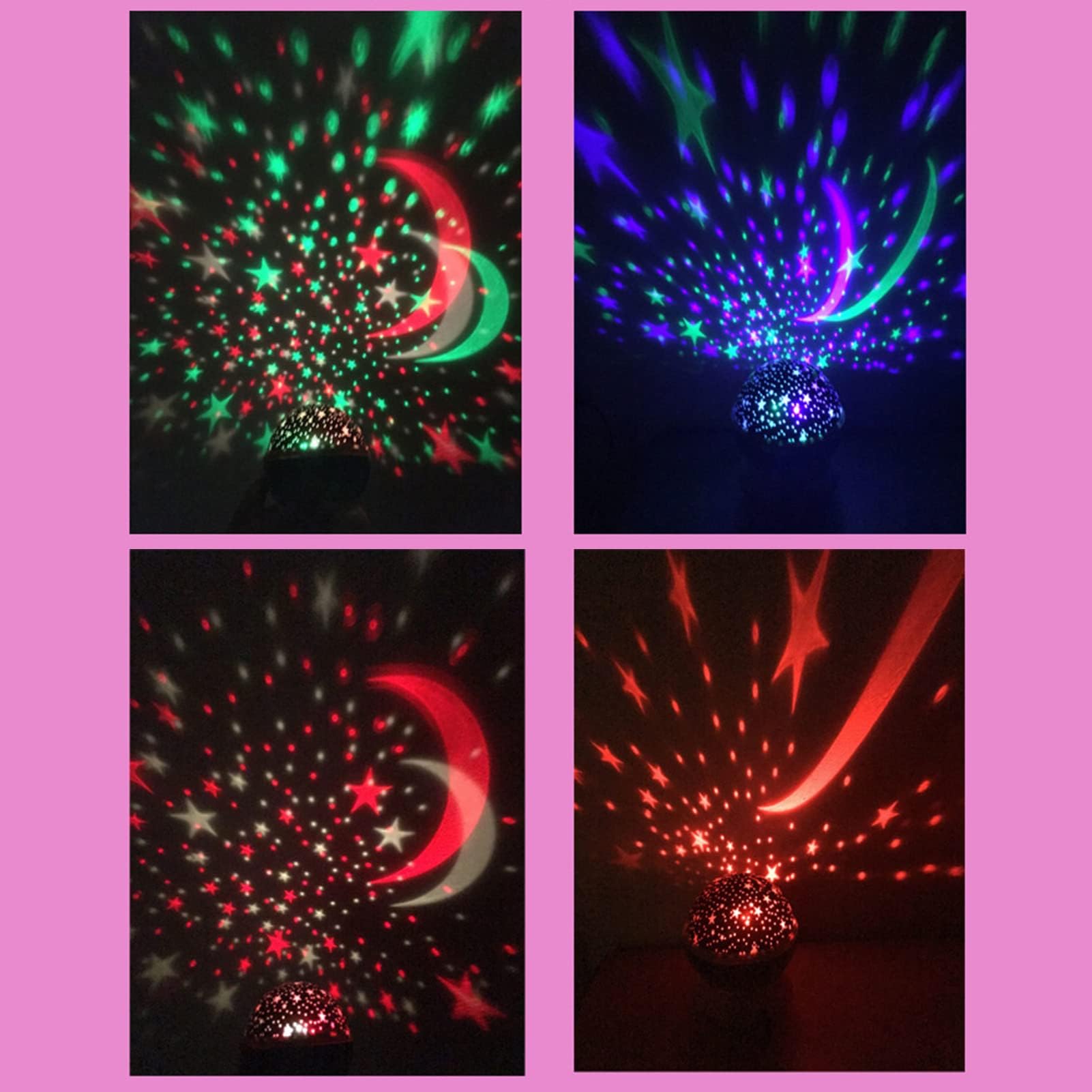 Star Night Light, Plastica Metallo Luna e Stella Romantico Interessante Decorativo Pratico Proiettore Stella Rotazione a 360 Gradi Luce Notturna con Cavo USB,