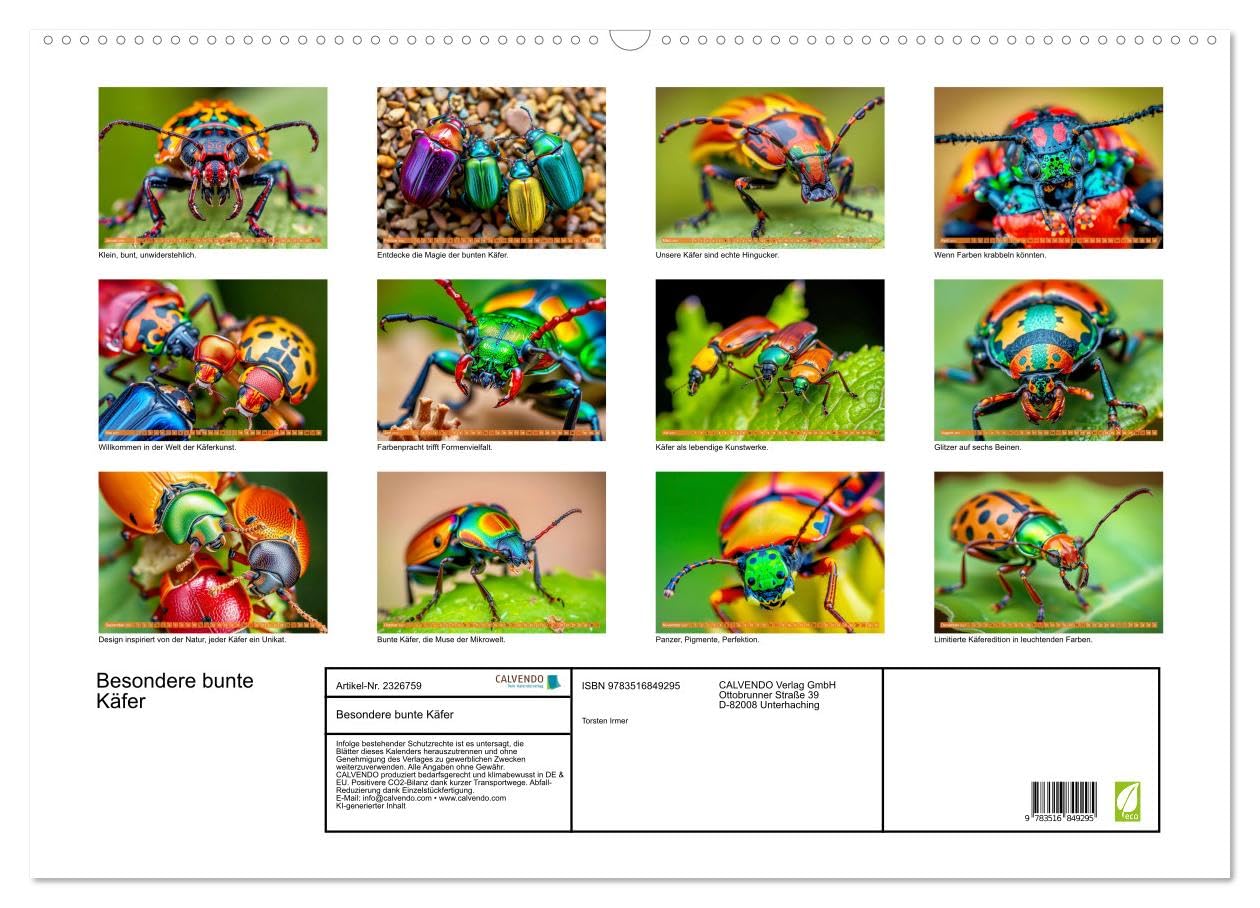 CALVENDO - Besondere bunte Käfer (Wandkalender 2027 DIN A2 quer), Monatskalender: Sie schimmern wie Edelsteine, tanzen durch das Licht und erzählen Geschichten aus der Natur.