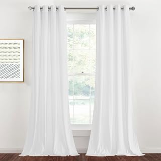 StangH White Velvet Curtains for Living Room - Grommet Light Blocking Thermal Insulated Window Drapes for Daughter Bedroom/Guest Room/Wedding Gifts, W52 x L84 inches, 2 Panels