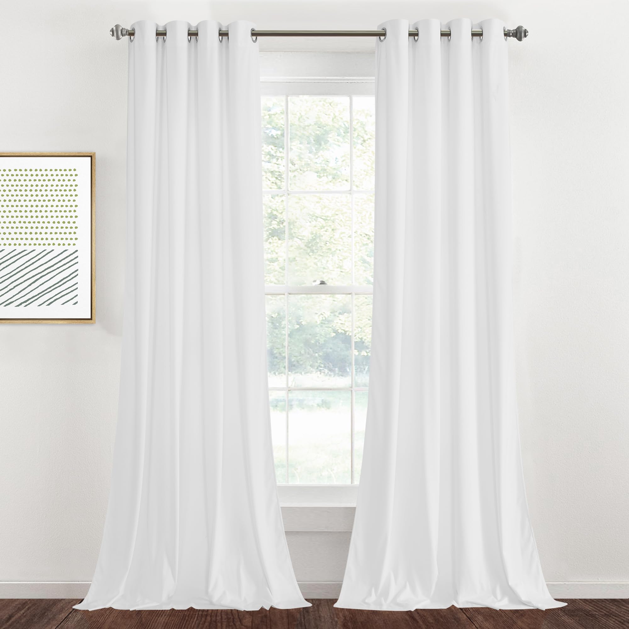 StangH White Velvet Curtains for Living Room - Grommet Light Blocking Thermal Insulated Window Drapes for Daughter Bedroom/Guest Room/Wedding Gifts,