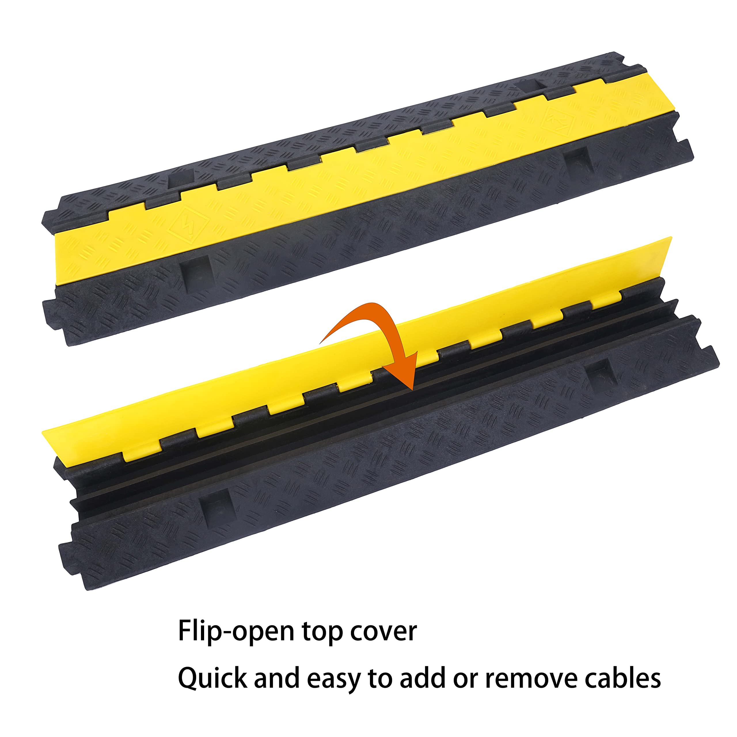 Rampa protectora de cable para manguera de alambre de 2 canales de goma de tráfico, cubierta de cable de plástico, tope de velocidad para asfalto, hormigón, grava, entrada al aire libre