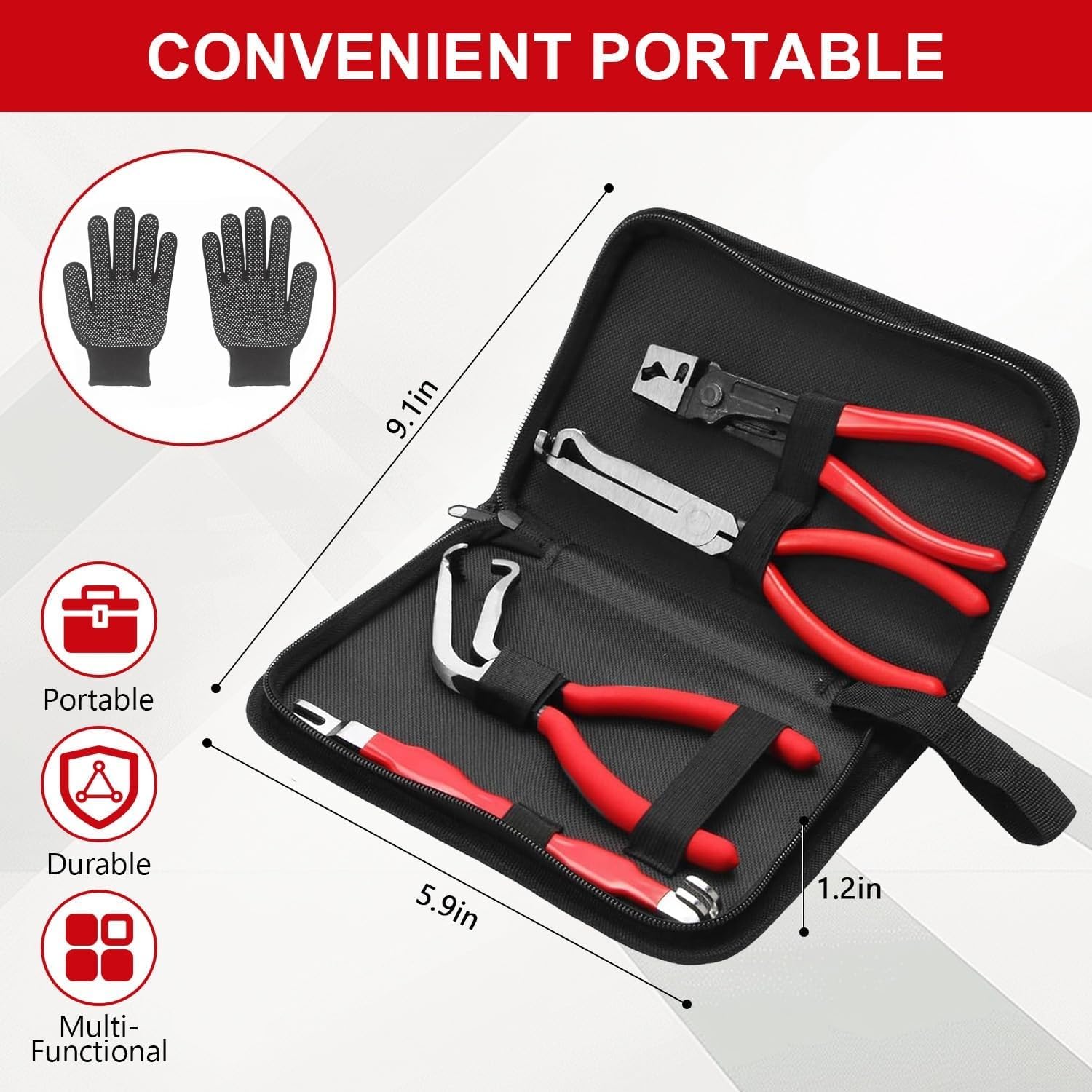 6-Pcs Kit Electrical Disconnect Pliers Set for Cars, Automotive Electrical Plug Connector Disconnect Tool and Connector Separator and Hose Clamp Pliers
