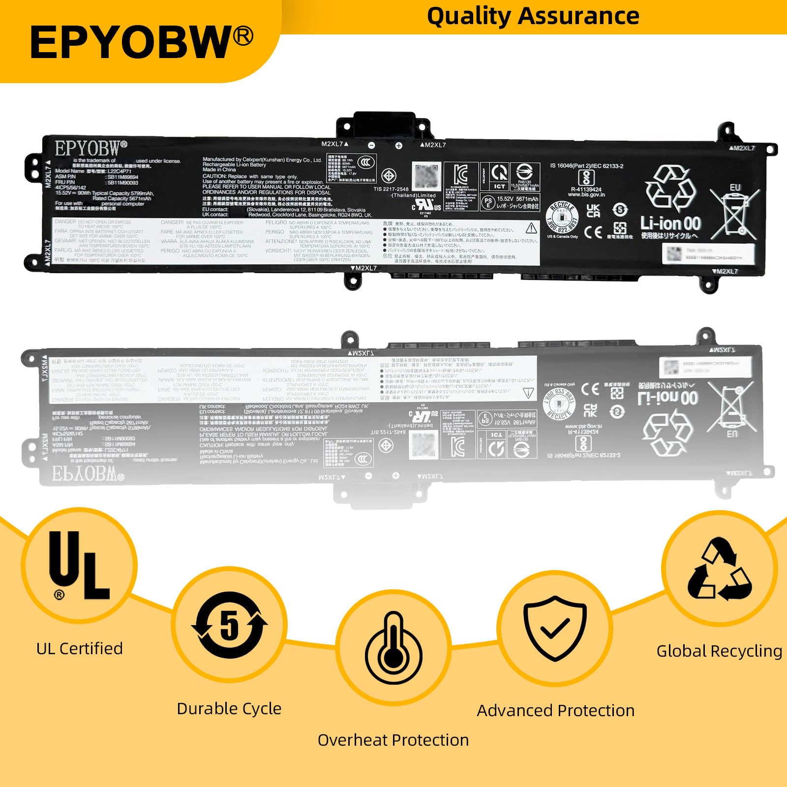 Amazon.com: EPYOBW L22C4P71 Laptop Battery 90Wh 5799mAh 4-Cell