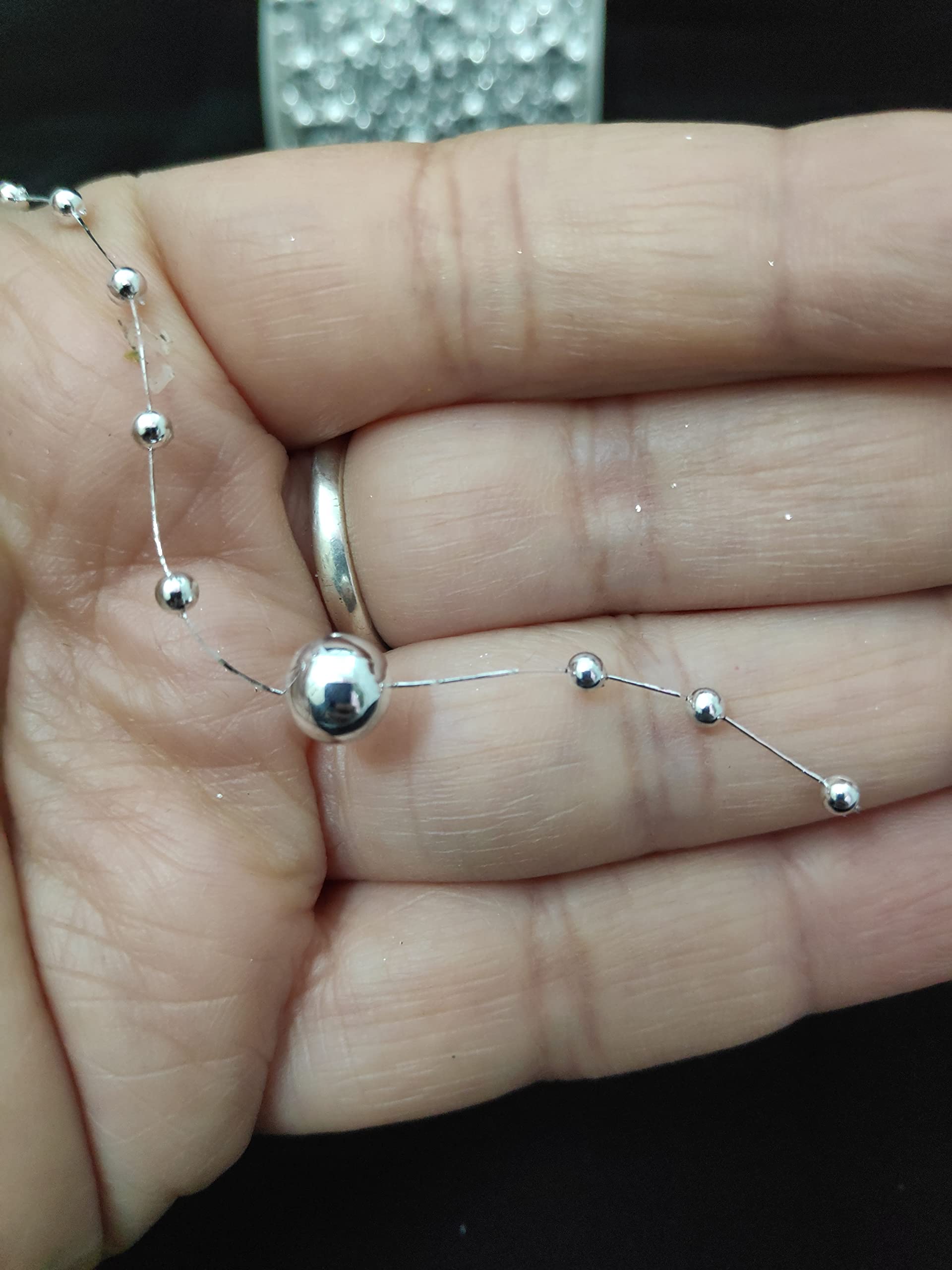 Just Flowers Artificial Faux Pearl Beads Chain Garland 3 mm for Jewelry Making, Decoration, Embellishing Handbags, Garments, Craft Accessories, (10 Meter, Silver) 3
