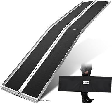 Wheelchair Ramp Non Skid 10FT Aluminum Portable Handicap Threshold Ramp 800 lbs Capacity with Handle for Home Steps Stairs Doorways Curbs