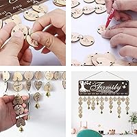 Vista 5 de Calendario de cumpleaños familiar, calendario de cumpleaños para colgar en la pared (16 x 5 pulgadas), calendario de madera DIY recordatorio