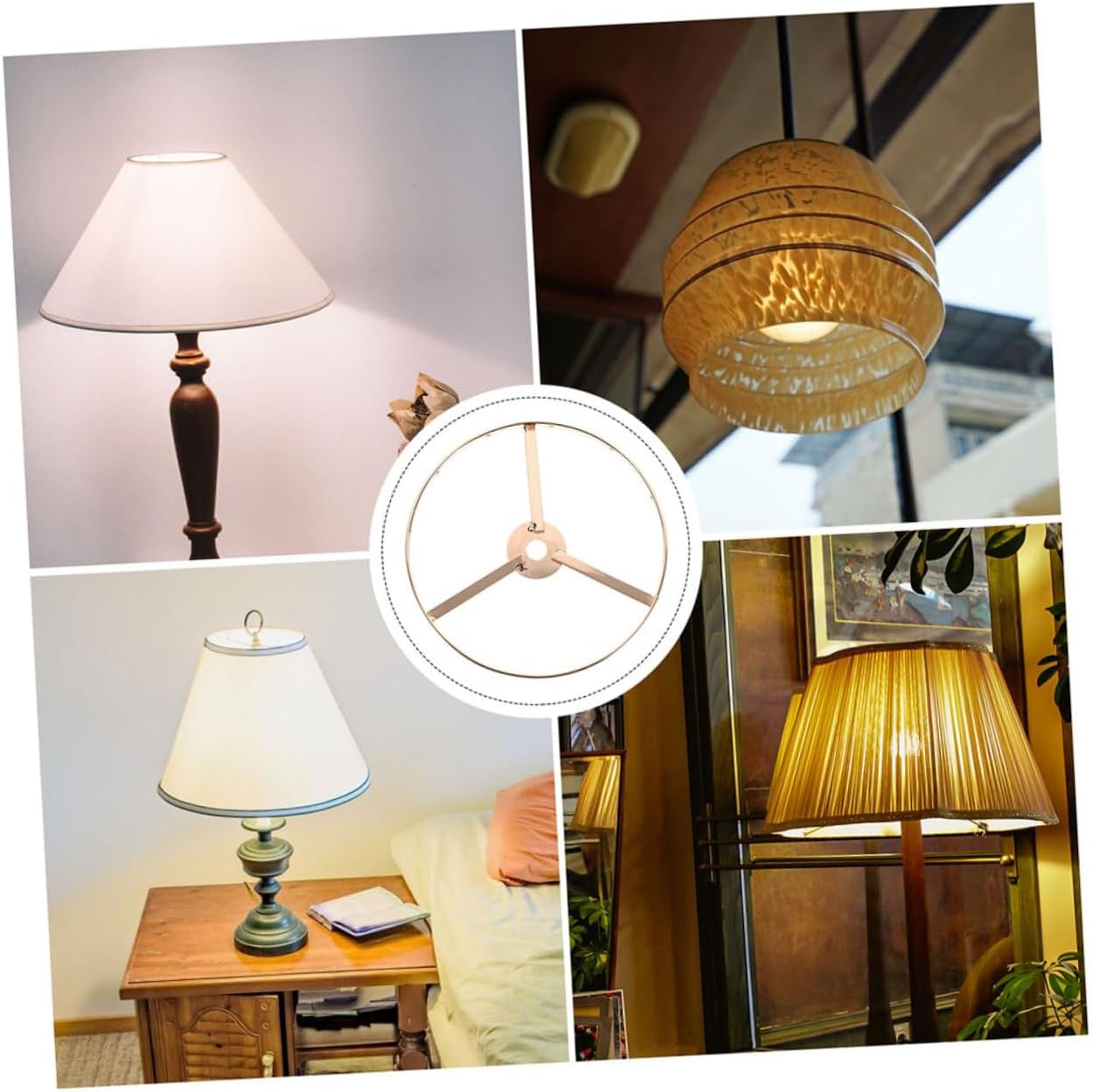 ORFOFE 2pcs Iron Drum Ring Lampshade Holder for Table and Floor Lamps Wire Frame Diy Design Round Shape for Custom Lighting