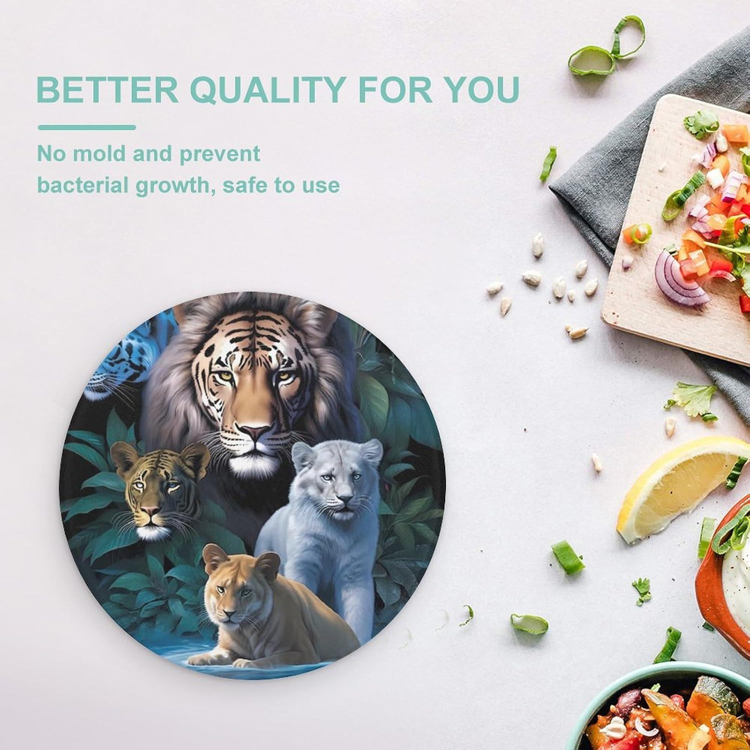 Tiger Leopard Lion Kitchen Cutting Board Glass Chopping Block for Meat Vegetables and Fruits Ideal Home Gifts