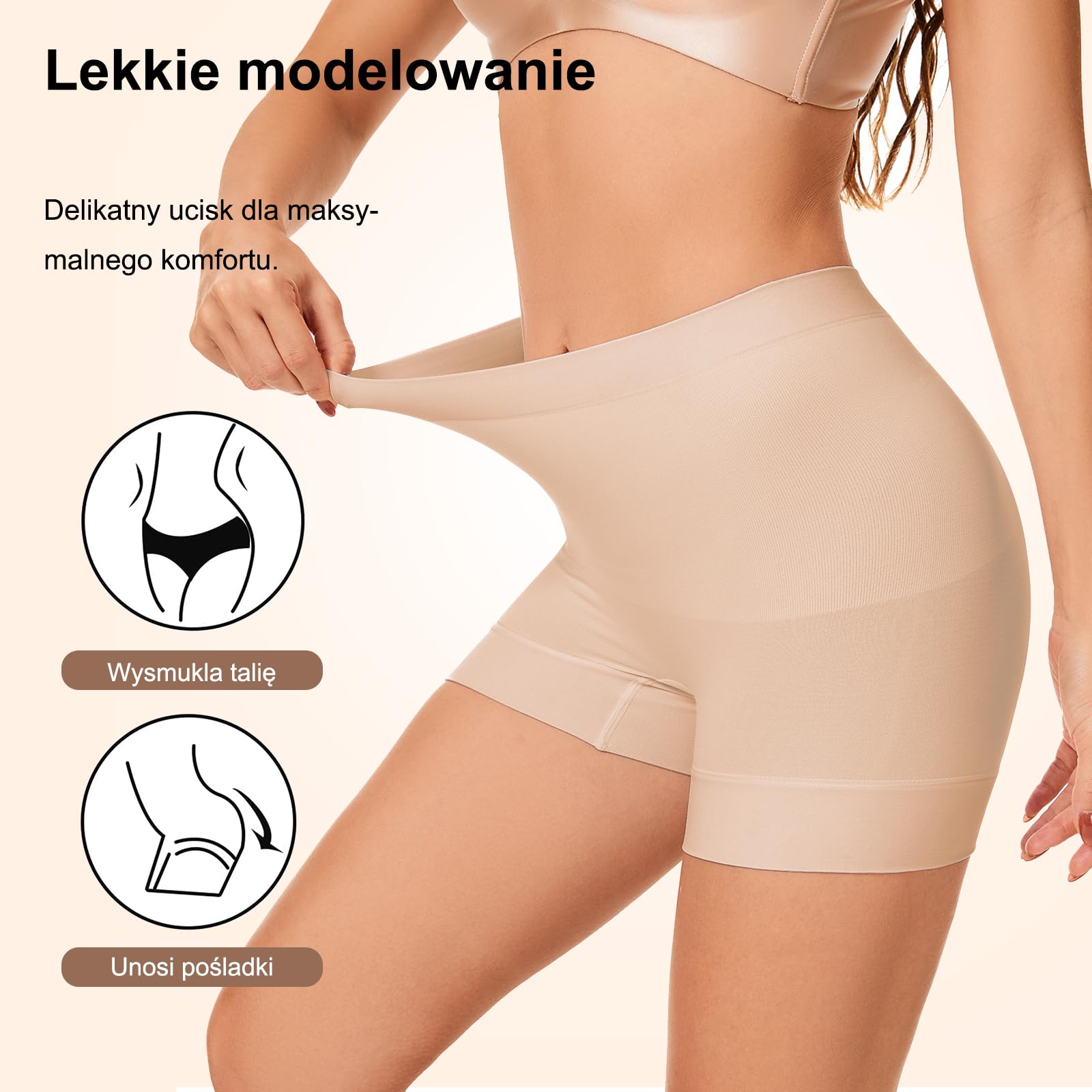 Damskie Majtki Modelująca Bokserki Bezszwowe Spodenki Pod Sukienkę | Lekko Wyszczuplająca, Przeciw Otarciom, Wysokim Stanem, Krótkie Legginsy, Oddychające, Dyskretne, Niewidoczne, Delikatne