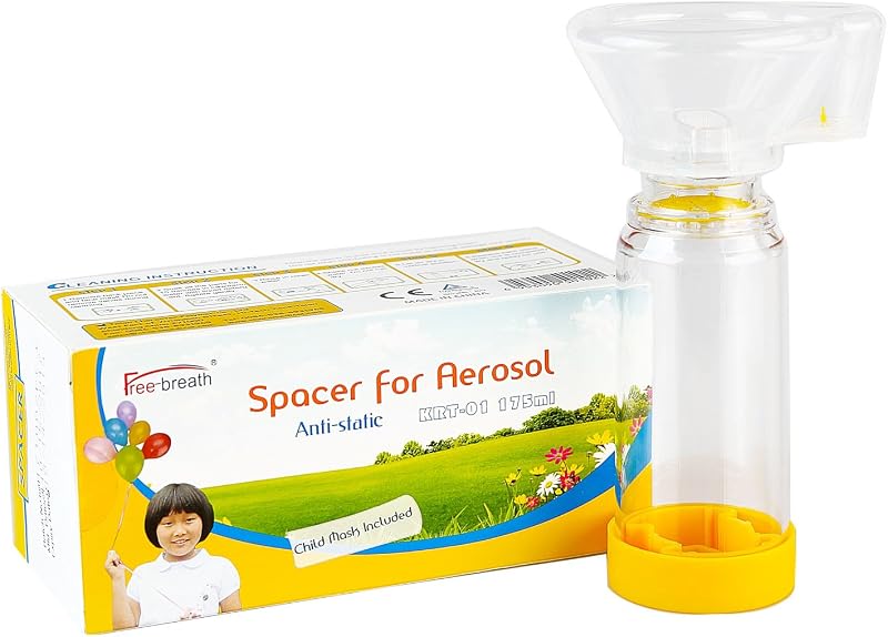 Free-breath Inhalátor Toldalék Közepes Méretben - Higiénikus Aerochamber Spacer Gyerekeknek és Felnőtteknek, Légmentesen Záródó Csomagolás