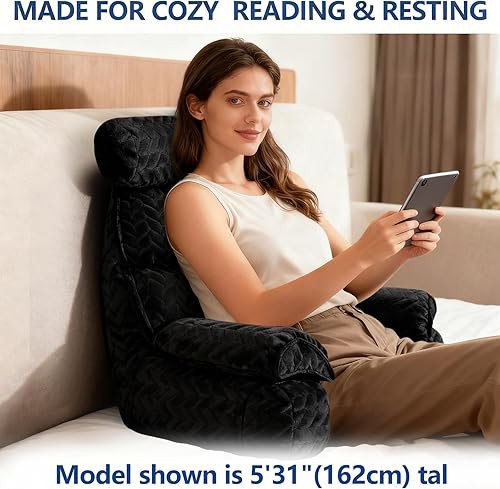 Miniatura 3 de FXXUDVNIIN Almohada de espalda para sentarse en la cama, con reposabrazos de 9.4 pulgadas, almohada de cama para sentarse, brazos de pulgadas para