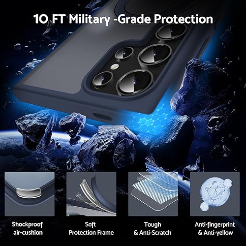 Miniatura 4 de DASFOND Mag-Stand - Funda para Galaxy S24 Ultra, 2024 actualizada todo en 1 compatible con MagSafe con anillo invisible transparente mate, funda