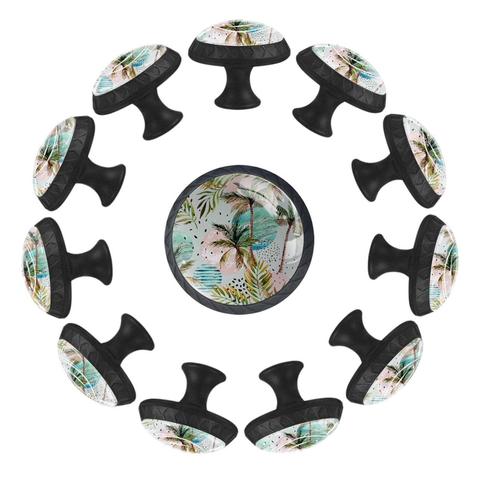 Boutons de tiroir 35 mm palmier tropical en lot de 12 pour finitions de commode haut de gamme