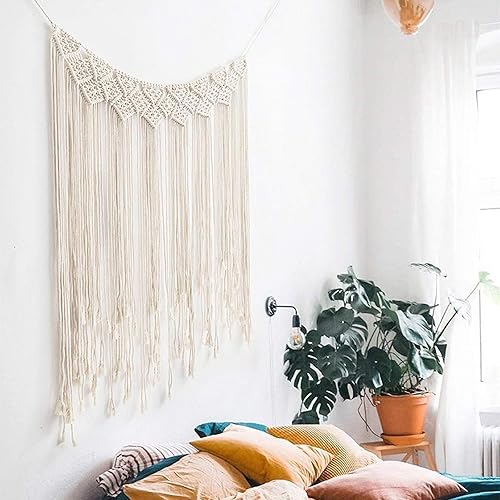 Miniatura 4 de Tapiz de macramé para colgar en la pared tejido bohemio cortina de flecos para decoración de granja boda dormitorio