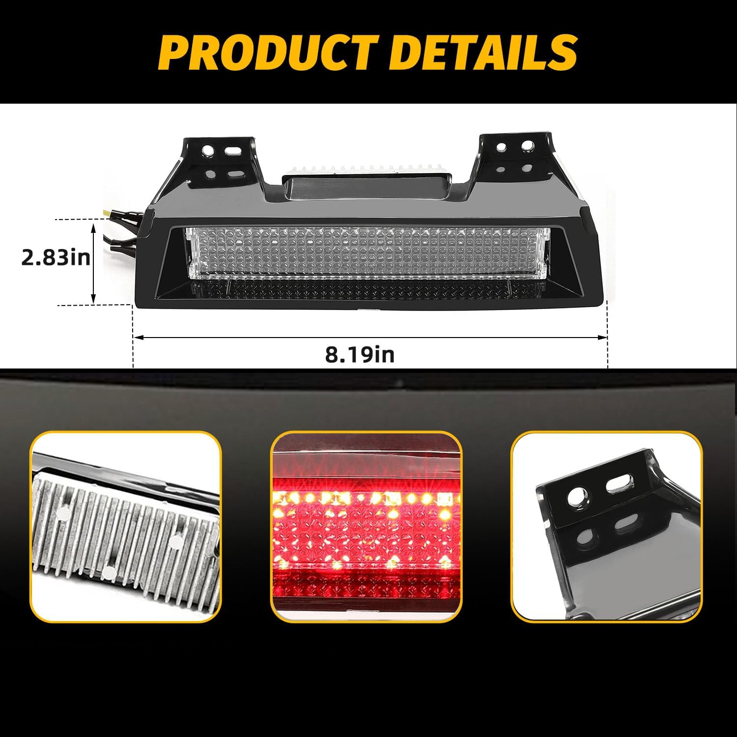 19330403 Center High Mount Stop Light 3rd Brake Light Assembly Compatible with Hummer H3 2006 2007 2008 2009 2010,Replace 10357891 15816671 923-082
