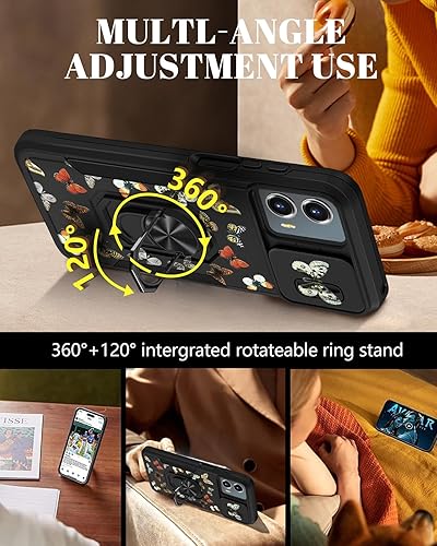 Miniatura 4 de Miss Adola Funda para teléfono Motorola Moto G 5G 2023 con cubierta de cámara deslizante y soporte para mujer, elegante diseño de mariposa para