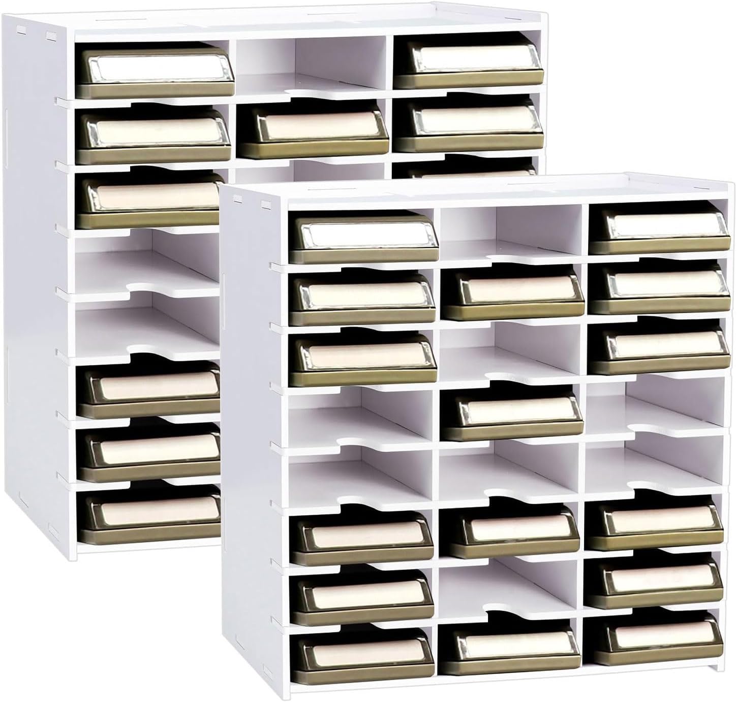 SANFURNEY 24 Slots Craft Punch Organizer Rack Wall-Mounted Paper Punches Holder Desktop Scrapbook Paper Punch Storage for Craft Room Home (White - 1 Pack)