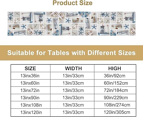 Miniatura 2 de Camino de mesa de concha de estrella de mar y caballito de mar bajo el mar, bufandas de lino de arpillera para cenas, fiestas de vacaciones,