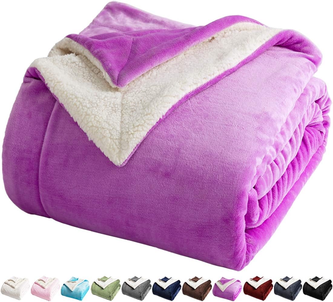 LBRO2M Sherpa Fleece Bed Blanket Queen Size Super Soft Fuzzy Plush Warm Cozy Fluffy