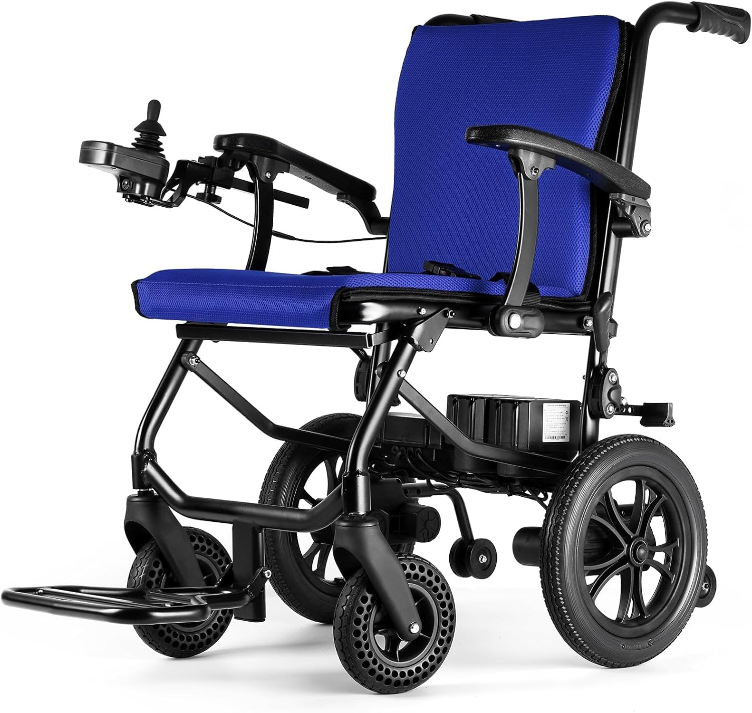 Lightweight Foldable Electric Wheelchair for Adults Seniors 30 Lbs Compact Motorized Wheelchair with Detachable Battery Airline Approved(Blue)