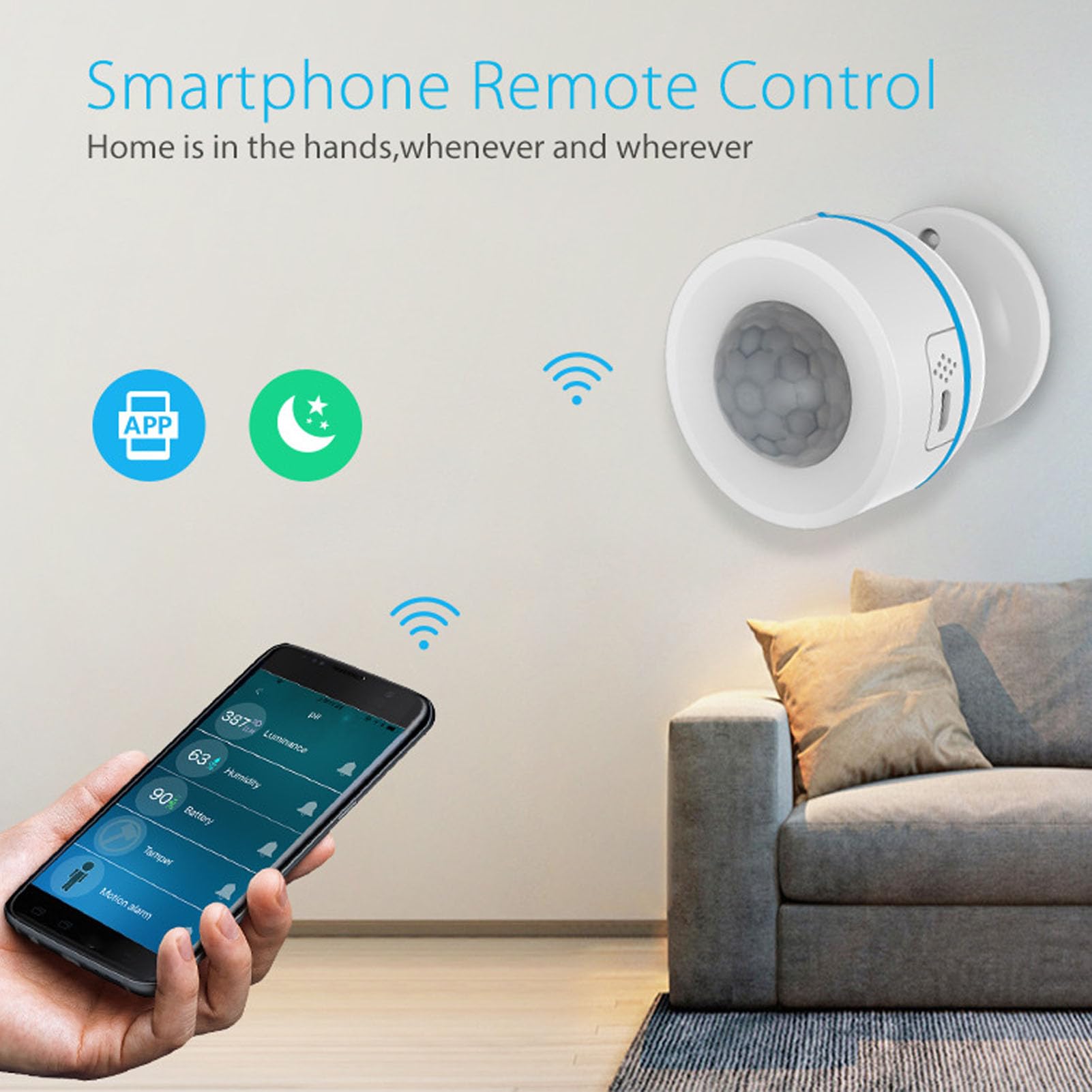 Sensore di Movimento PIR, Rilevatore di Movimento PIR, Sensore a Infrarossi Intelligente Ricaricabile per il Corpo Umano, di Controllo Domestico Intelligente, di Allarme di (EU