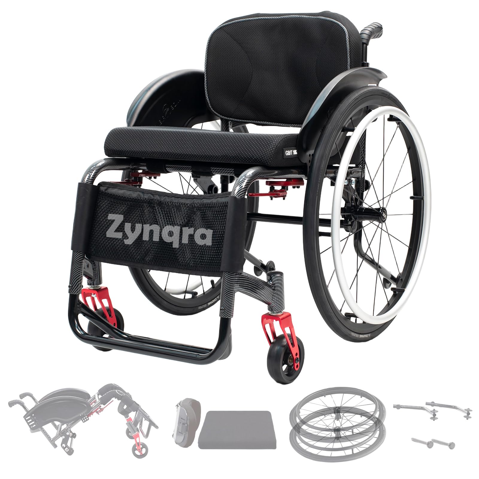 Zynqra Sports Wheelchair for Adult,Drive Lightweight Sports Wheelchair with Handbrakes and Quick Release Rear Wheels,Self-propelled Manual Chair with Anti-Tipper(43cm/16.9inseat width)