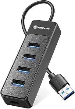 USB Hub 3.0, 5-Port USB 3.0 Extender with 5V USB C Power Port, USB Splitter USB A Port Hub for Laptop, PC Car, PS4/5, Xbox, and More