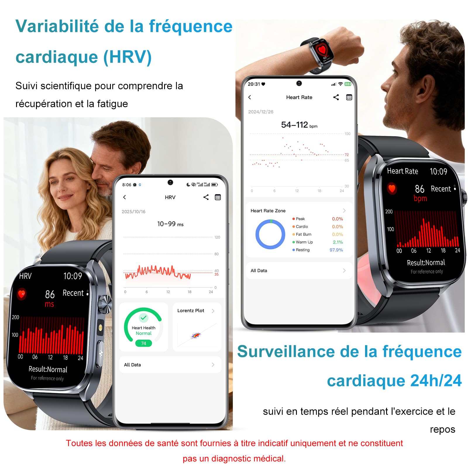 Montre Connectée Homme avec ECG+HRV, 2.0" AI-GPT Smartwatch avec Torche LED | Assistant IA & Cadrans IA personnalisables, Mini-bilan de santé, Étanche IP68, Appel Bluetooth, SOS, Analyse du Sommeil