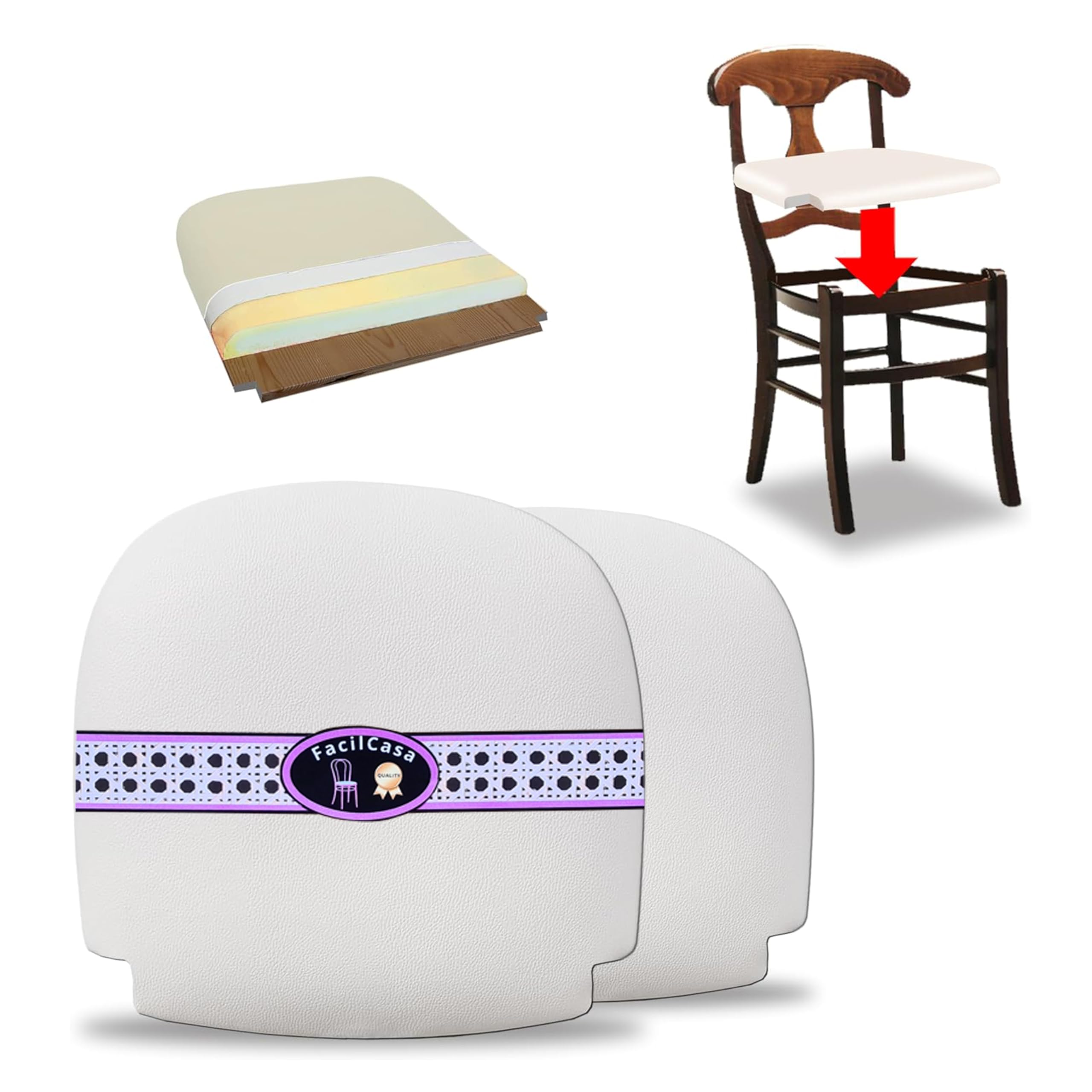 Sedie Ecopelle Imbottite FacilCasa 2x Sedute In Paglia Per Sedie