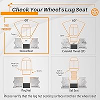 Vista 3 de MIKKUPPA 20 tuercas de llanta 1/2-20 – Reemplazo para Ford Explorer 1991-2018, Ranger 1990-2012, rueda Mustang 1964-2014 del mercado de accesorios