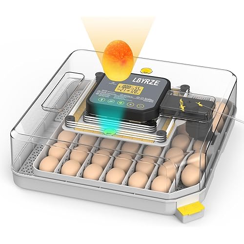 LBYRZE 48 Egg Incubators for Hatching Eggs,360° View Incubator with Automatic Egg Turning and Humidity Control,Quail Duck Chicken Incubators