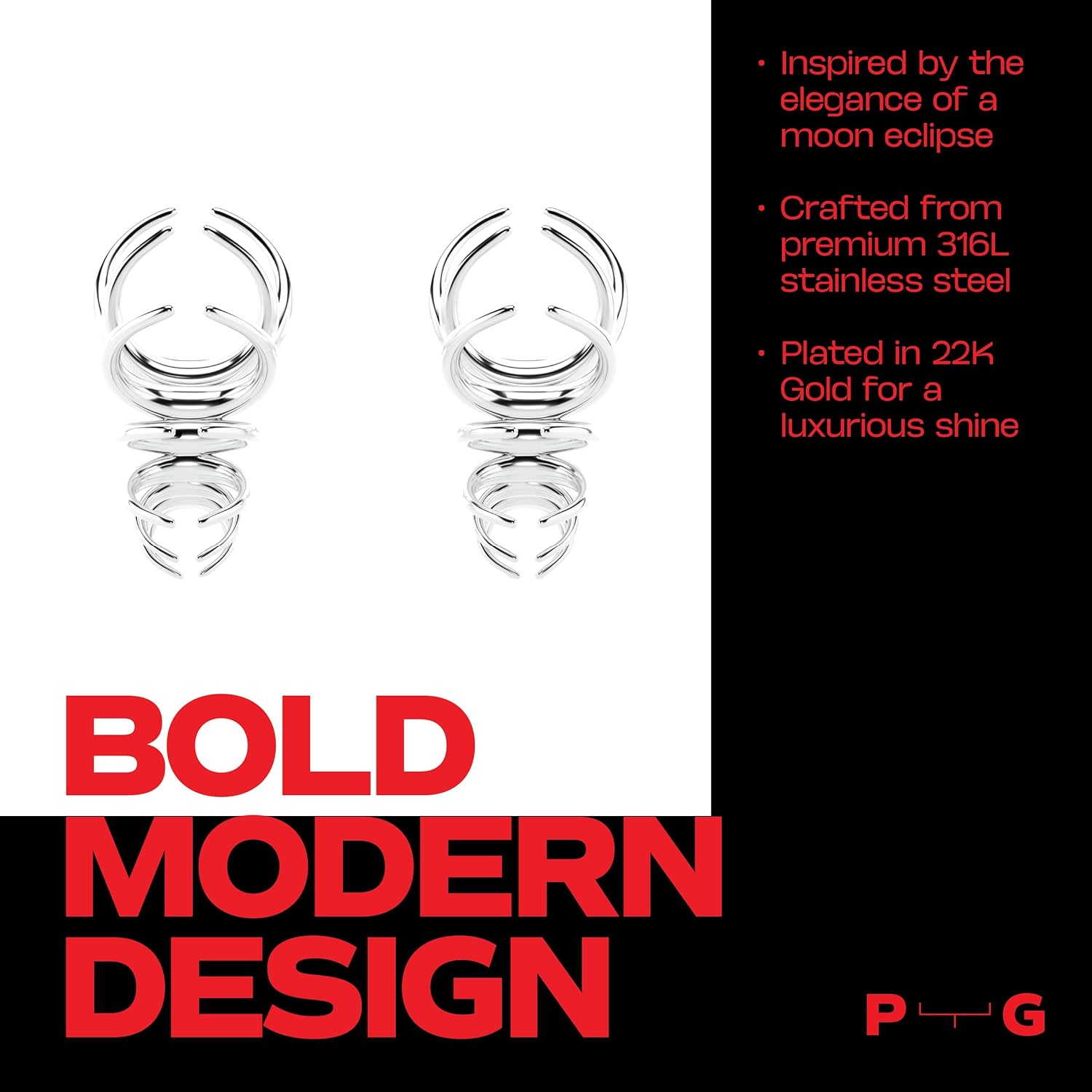 Premium Quality | 22K Gold Plated | Statement Spike Hoop Earrings For Women | 925 Sterling Silver Post | Lightweight & Comfortable | Haute Couture Aesthetics | Pump Up The Gem | US Brand | - Image 3