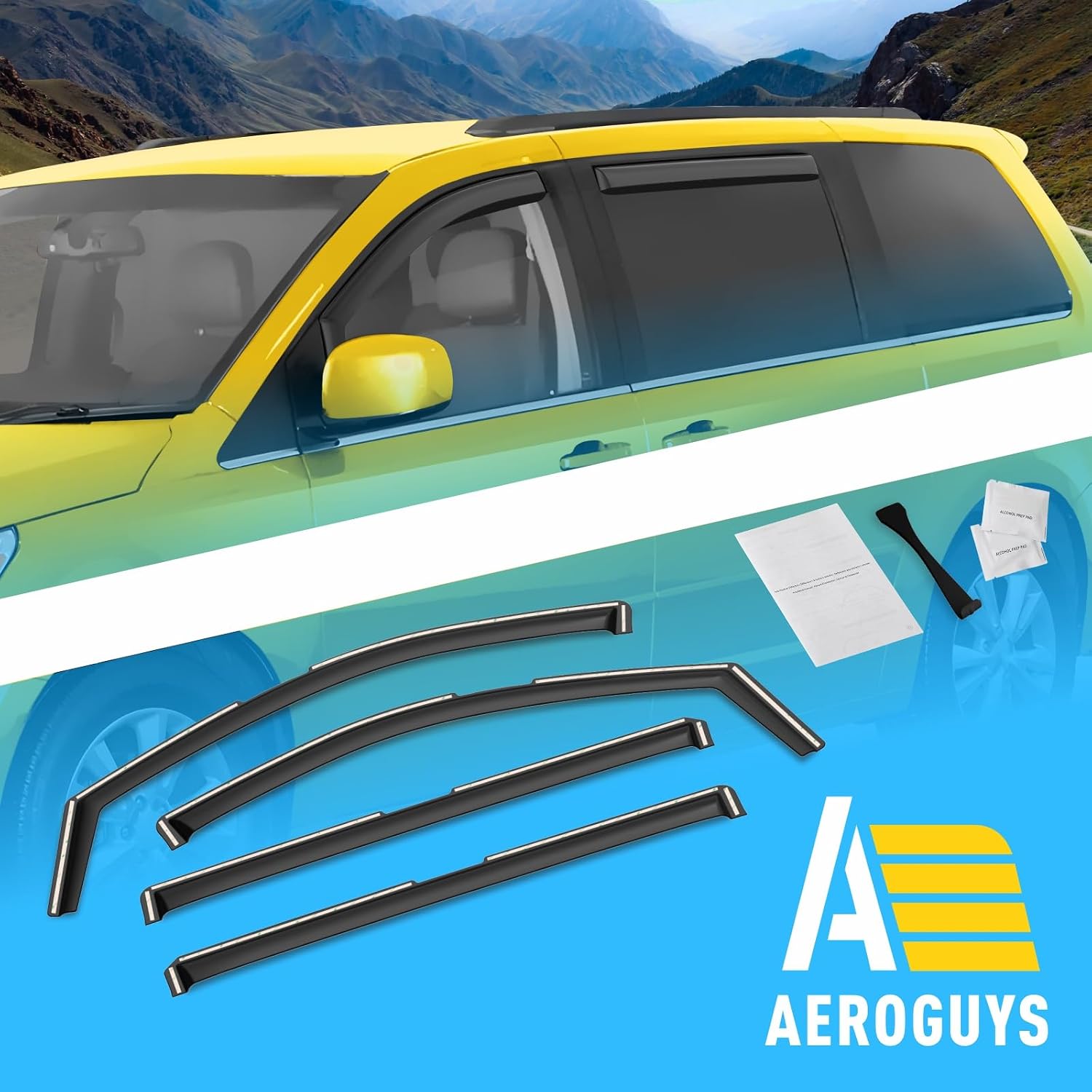 Extra Durable Window Deflectors in-Channel Window Visors Rain Guards Fit for Volkswagen (VW) Routan 2009-2014, Sun Visors, Wind Vent for Shades, Exterior Car Accessories - 4pcs. AG0553