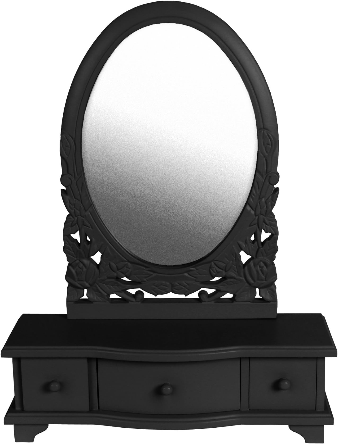 Chic Black Dressing Table Mirror with Drawers