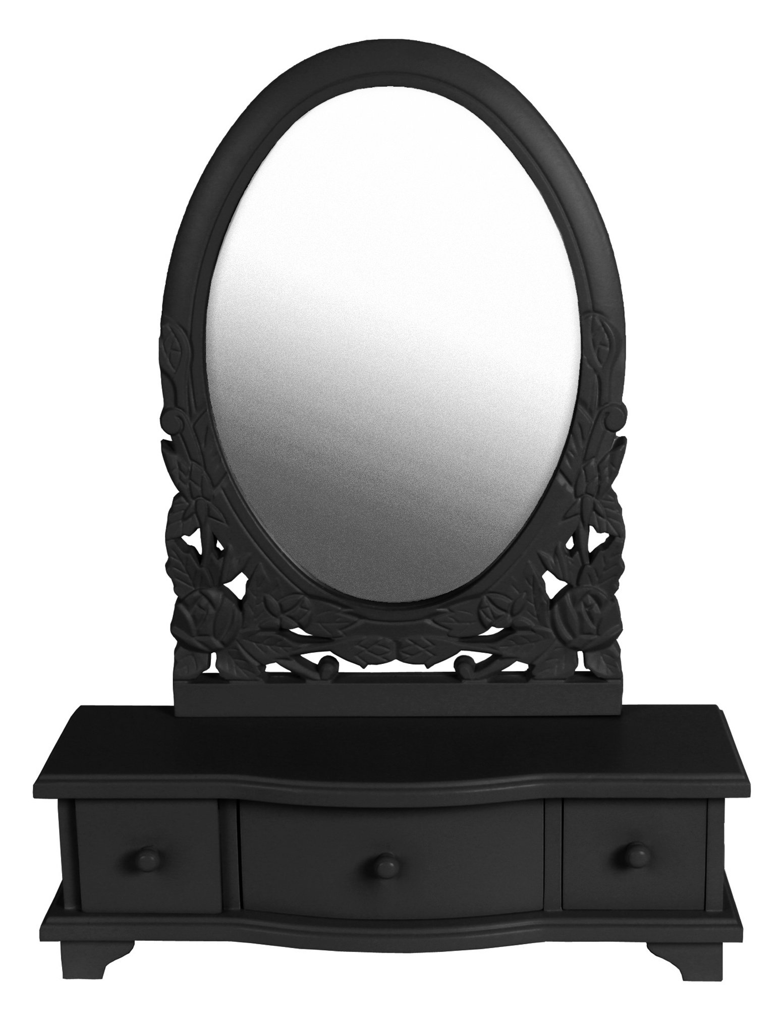 Chic Black Dressing Table Mirror with Drawers