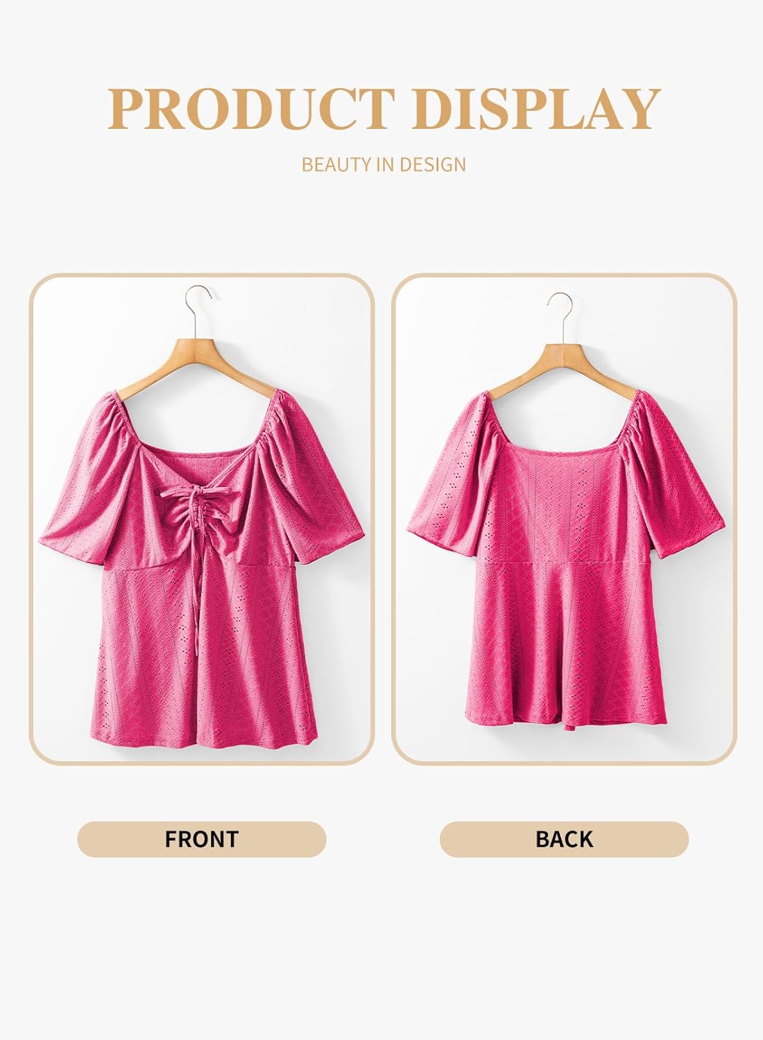 Eytino Womens Plus Size Tops Sweetheart Neck Short Sleeve Eyelet Embroidery Summer Loose Peplum Shirts(1X-5X) - Image 4